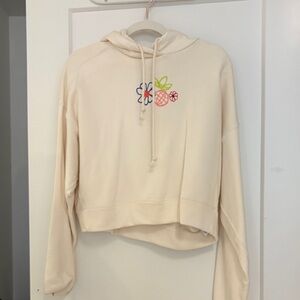 Adidas Cream Hoodie with Colorful Floral Embroidery